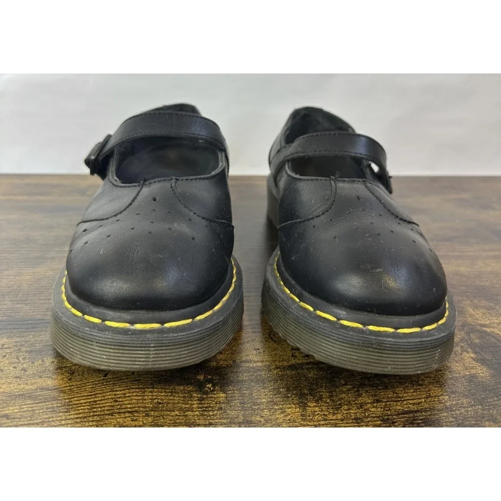Dr. Martens Black Leather Mary Jane Flats Buckle T-Strap US Size 9 Goth Punk Y2k - Picture 5 of 14